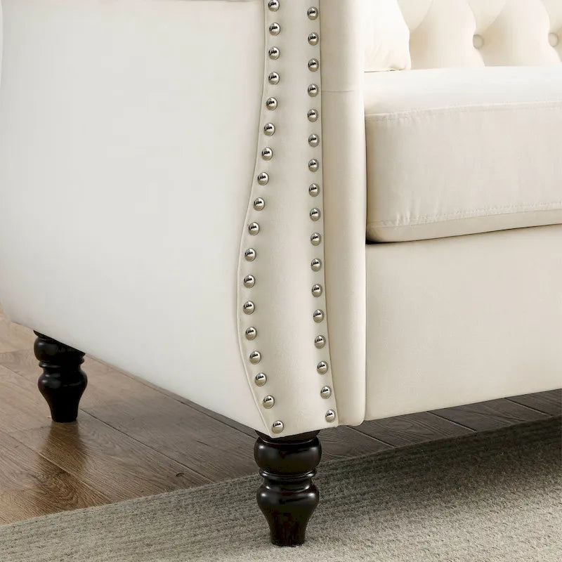Classic Button-Tufted 3-Seater Sofa for Living Room