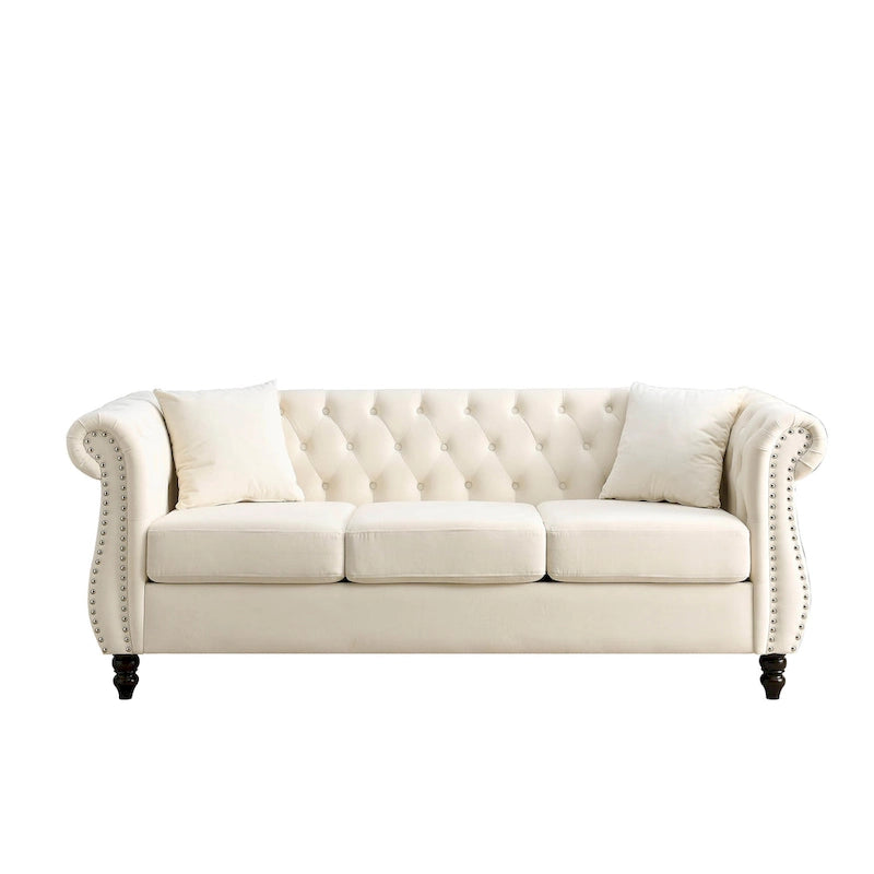 Classic Button-Tufted 3-Seater Sofa for Living Room