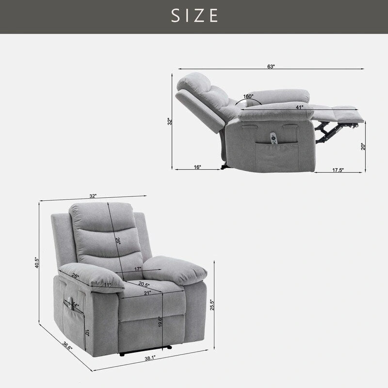 Power Recliner with Adjustable Massage Function and Heating System