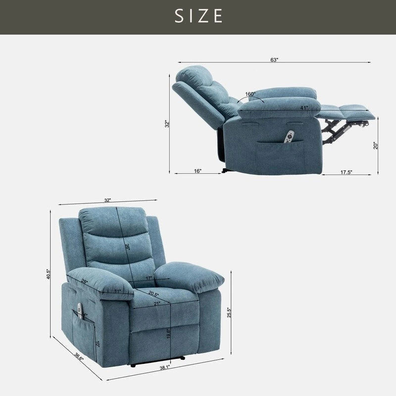 Power Recliner with Adjustable Massage Function and Heating System