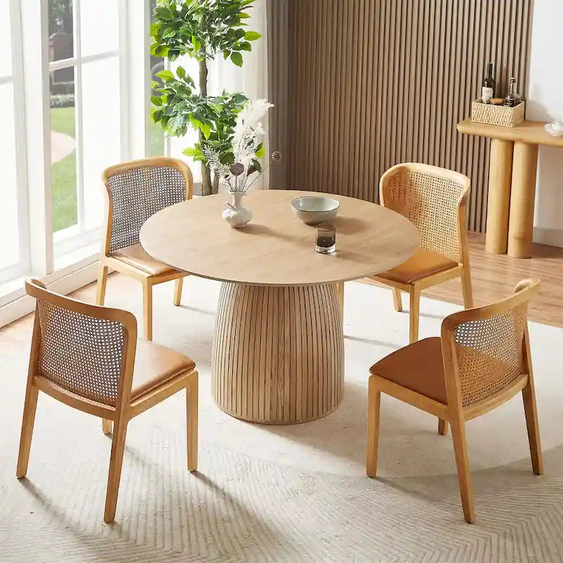 Round Dining Table with Wood Finish