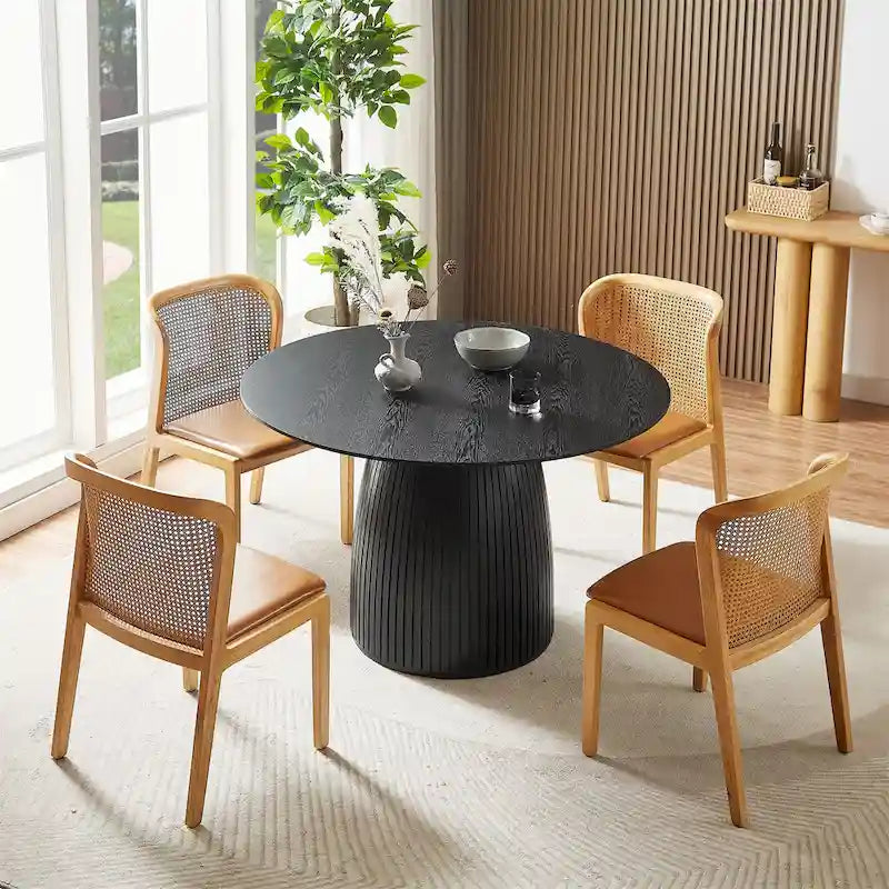 Round Dining Table with Wood Finish