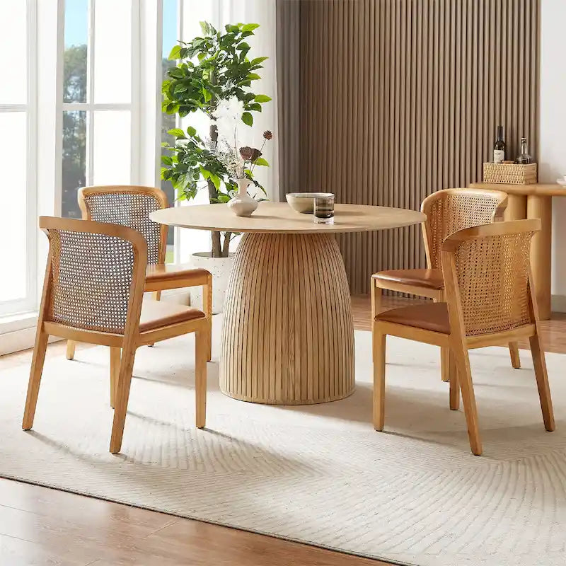 Round Dining Table with Wood Finish
