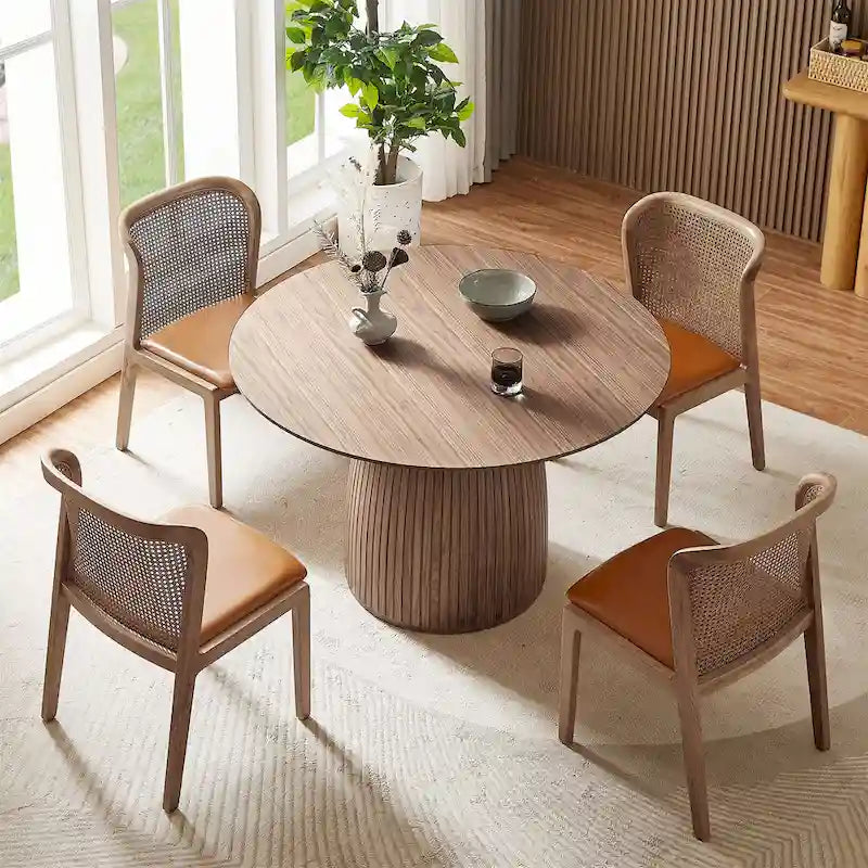 Round Dining Table with Wood Finish