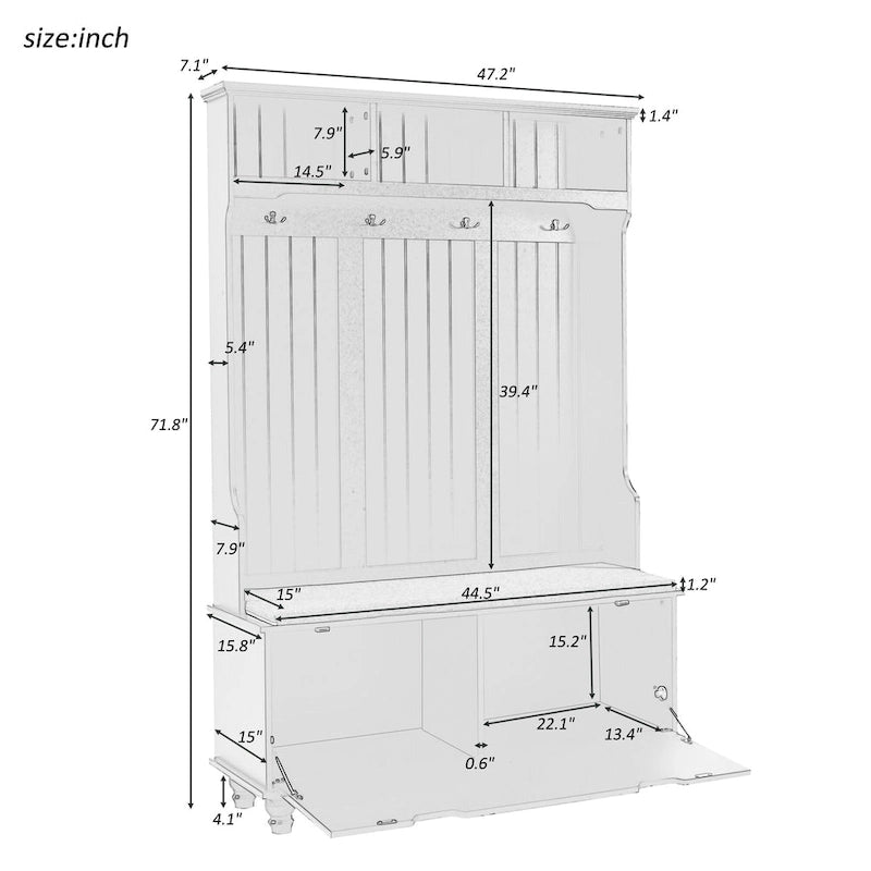 Merax 4-in-1 Entryway Hall Tree with Storage Bench