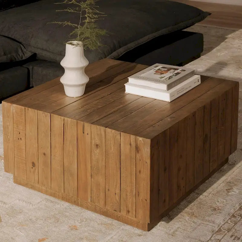 NADAAL STUDIOS Niall, Square Wooden Coffee Table, Brown - 31.5 X 31.5 X 16